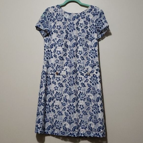 TOMMY Hilfiger Floral blue and cream Lace Blue Dress size 8 - Picture 1 of 8